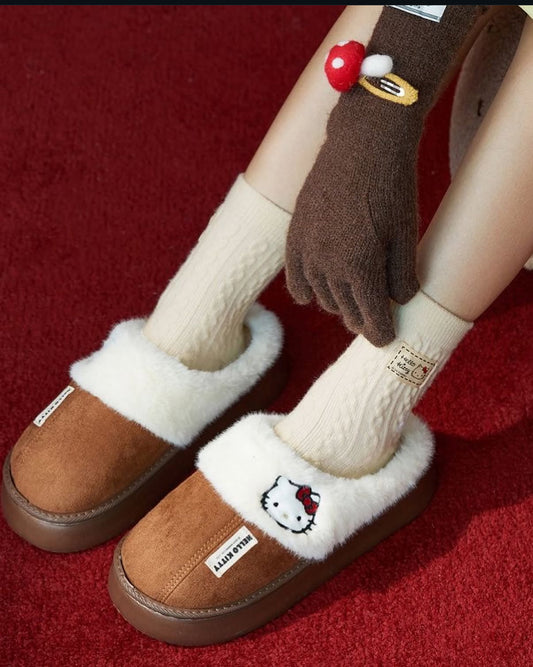 Hello Kitty Logo Fluffy Slippers